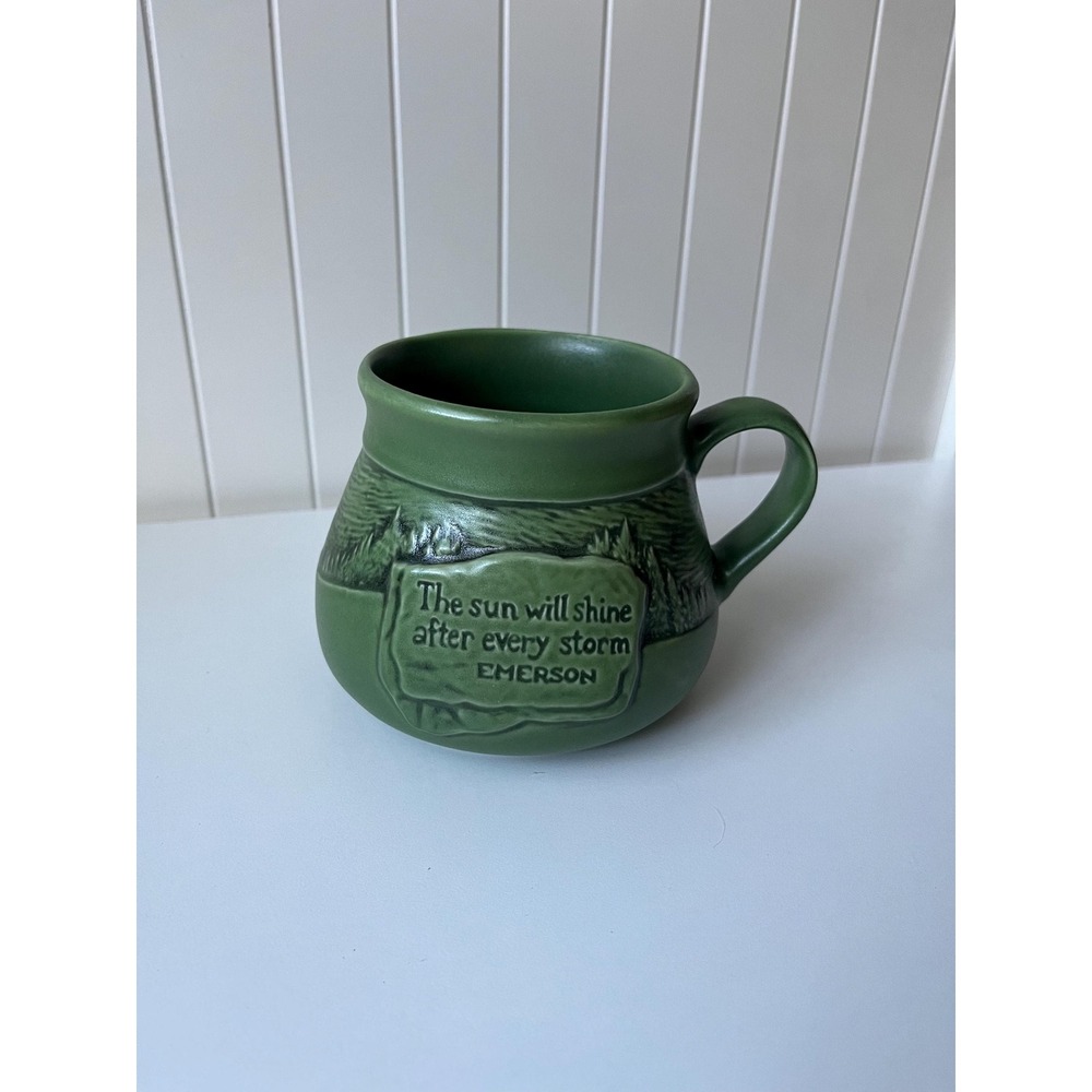 Rookwood Pottery Grove Park Inn Mug Green 2013 Emerson Quote